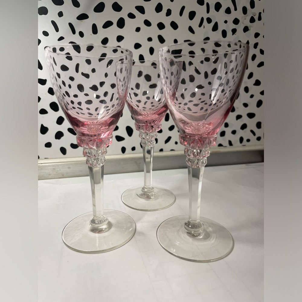 Tiffin-Franciscan Wisteria Pink cordial glasses, set of three